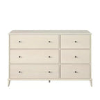 JVNOXK Commode 6 tiroirs style moderne du milieu du siècle ivoire, meuble de rangement Farnsworth avec glissières métalliques, bois composite