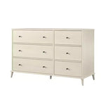 JVNOXK Commode 6 tiroirs style moderne du milieu du siècle ivoire, meuble de rangement Farnsworth avec glissières métalliques, bois composite