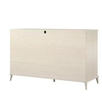JVNOXK Commode 6 tiroirs style moderne du milieu du siècle ivoire, meuble de rangement Farnsworth avec glissières métalliques, bois composite