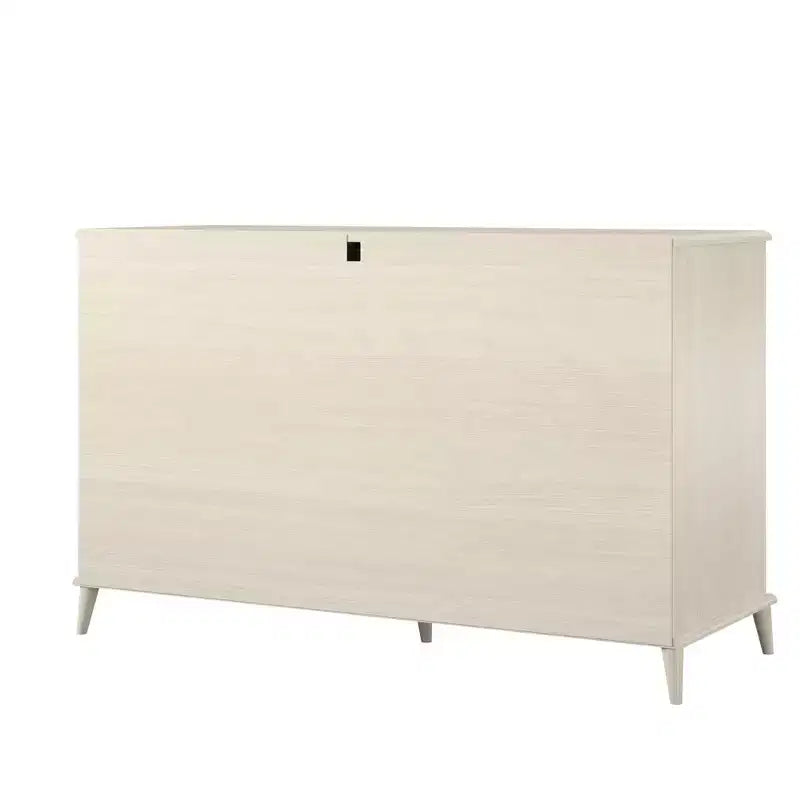 JVNOXK Commode 6 tiroirs style moderne du milieu du siècle ivoire, meuble de rangement Farnsworth avec glissières métalliques, bois composite