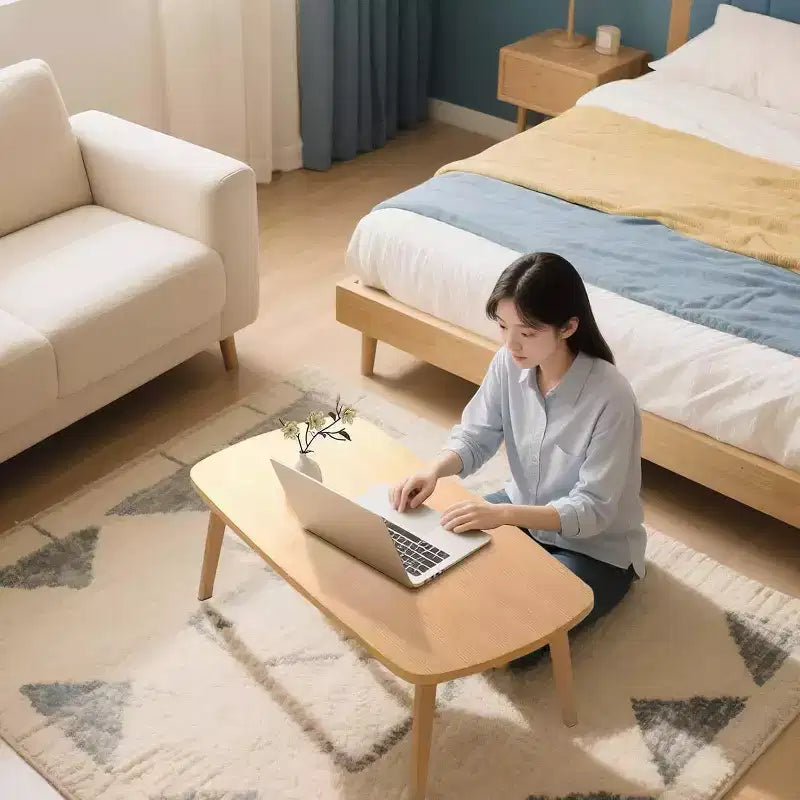 Table basse pliante en bois, table d'appoint pliable de 100 cm, table d'étude basse pour petits espaces, pour s'asseoir au sol dans le salon, la chambre, le bureau à domicile