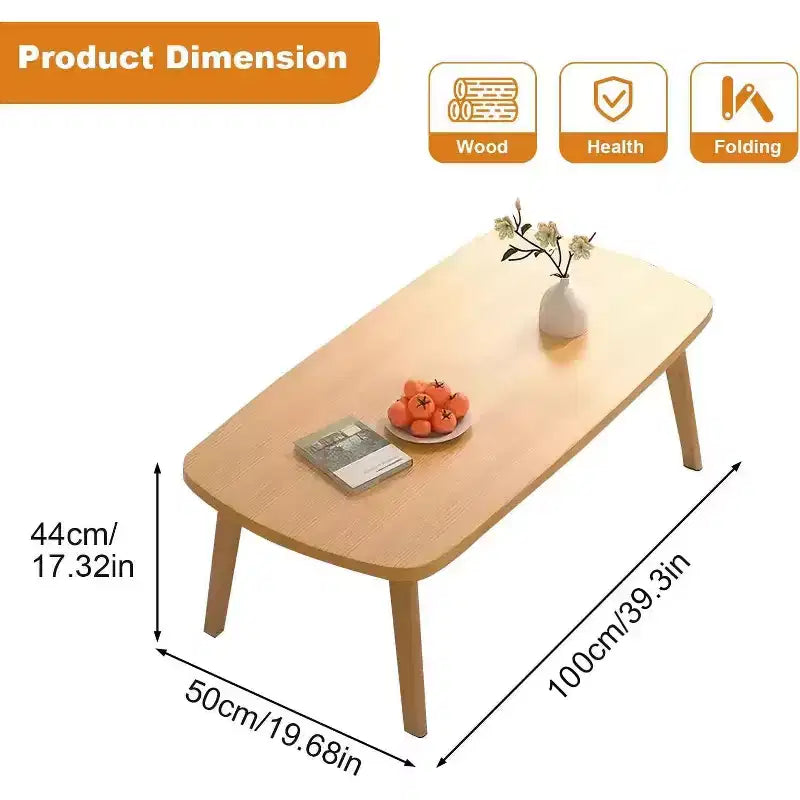 Table basse pliante en bois, table d'appoint pliable de 100 cm, table d'étude basse pour petits espaces, pour s'asseoir au sol dans le salon, la chambre, le bureau à domicile