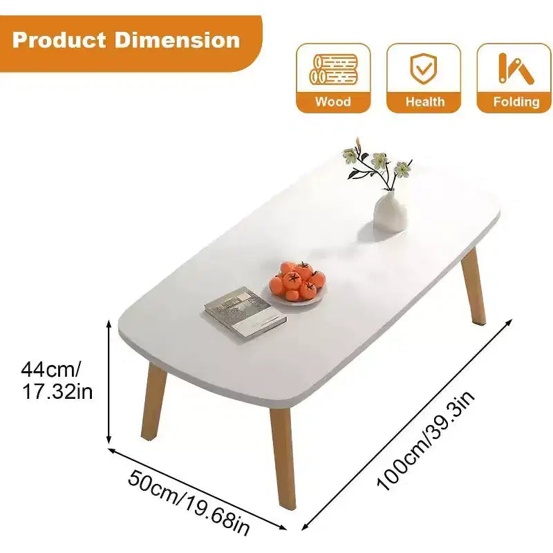 Table basse pliante en bois, table d'appoint pliable de 100 cm, table d'étude basse pour petits espaces, pour s'asseoir au sol dans le salon, la chambre, le bureau à domicile