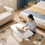 Table basse pliante en bois, table d'appoint pliable de 100 cm, table d'étude basse pour petits espaces, pour s'asseoir au sol dans le salon, la chambre, le bureau à domicile