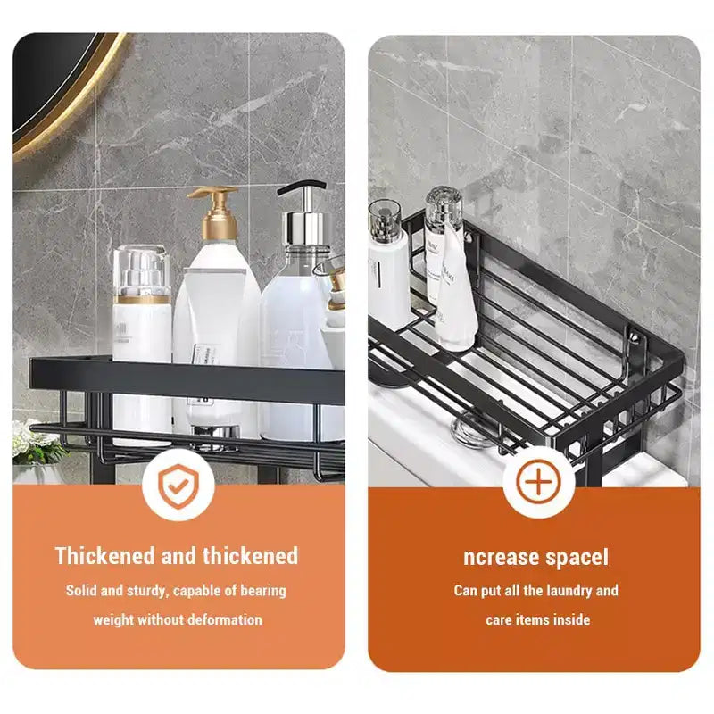 Étagère de Rangement Au-dessus des Toilettes Sans Perçage, Organiseur de Salle de Bain Gain de Place avec Support en Acier Carbone à 12 Niveaux pour Derrière le Réservoir des Toilettes
