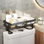 Étagère de Rangement Au-dessus des Toilettes Sans Perçage, Organiseur de Salle de Bain Gain de Place avec Support en Acier Carbone à 12 Niveaux pour Derrière le Réservoir des Toilettes