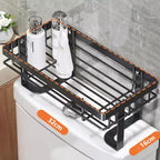 Étagère de Rangement Au-dessus des Toilettes Sans Perçage, Organiseur de Salle de Bain Gain de Place avec Support en Acier Carbone à 12 Niveaux pour Derrière le Réservoir des Toilettes