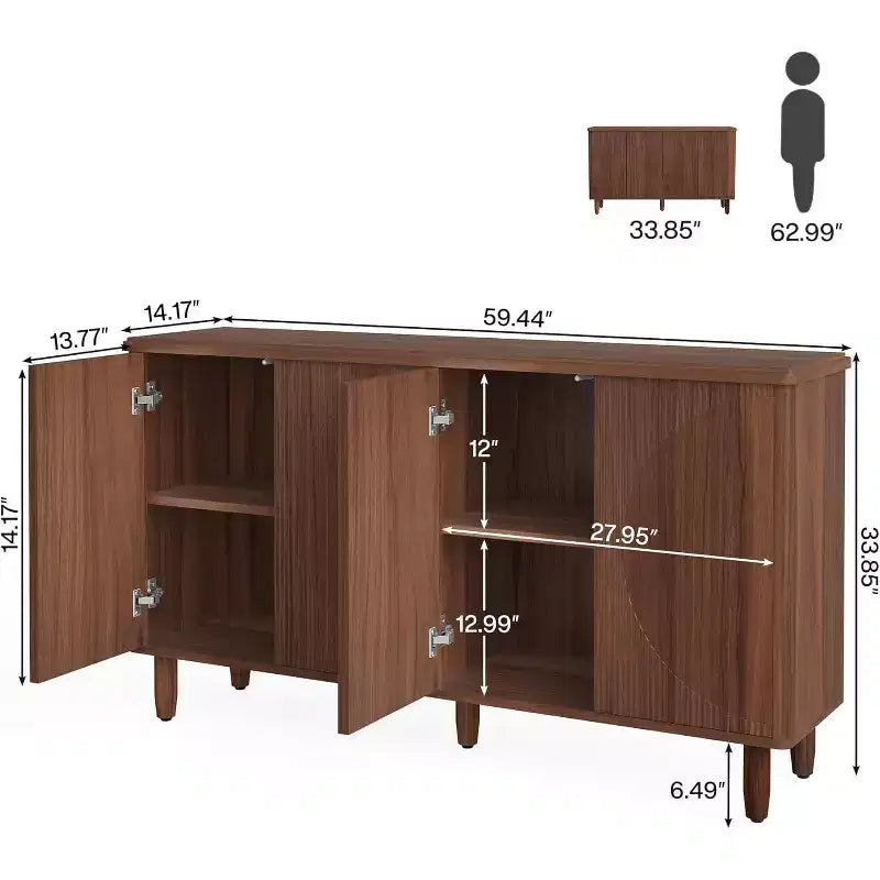 Buffet de rangement Lantine : Armoire de rangement moderne avec portes, convient pour le salon, la cuisine, la salle à manger (Marron). De la boutique Lantine.