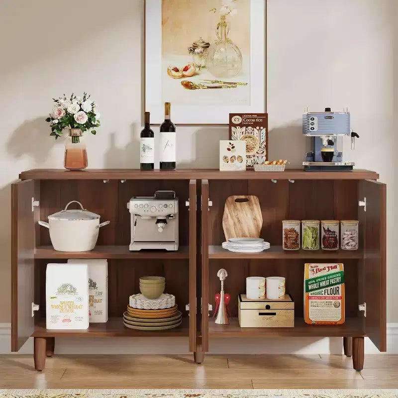 Buffet de rangement Lantine : Armoire de rangement moderne avec portes, convient pour le salon, la cuisine, la salle à manger (Marron). De la boutique Lantine.