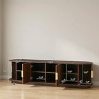 JVNOXK Meuble TV en bois de style rustique avec rangements à portes coulissantes, 167 cm, adapté aux télévisions de 75 pouces et moins ; idéal pour les salons, noyer