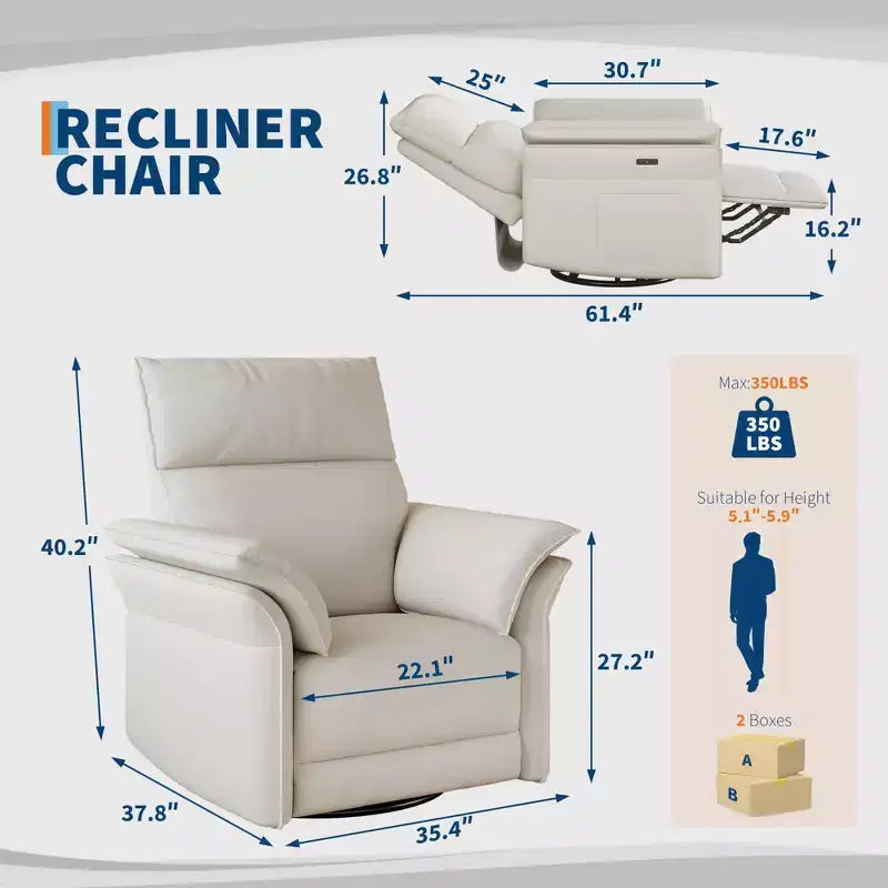 Fauteuil inclinable pivotant pour salon, en chenille ou en similicuir, avec accoudoirs double épaisseur ou incurvés, dossier rembourré