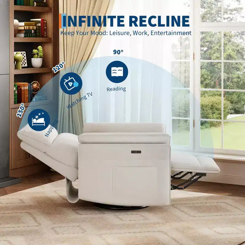 Fauteuil inclinable pivotant pour salon, en chenille ou en similicuir, avec accoudoirs double épaisseur ou incurvés, dossier rembourré