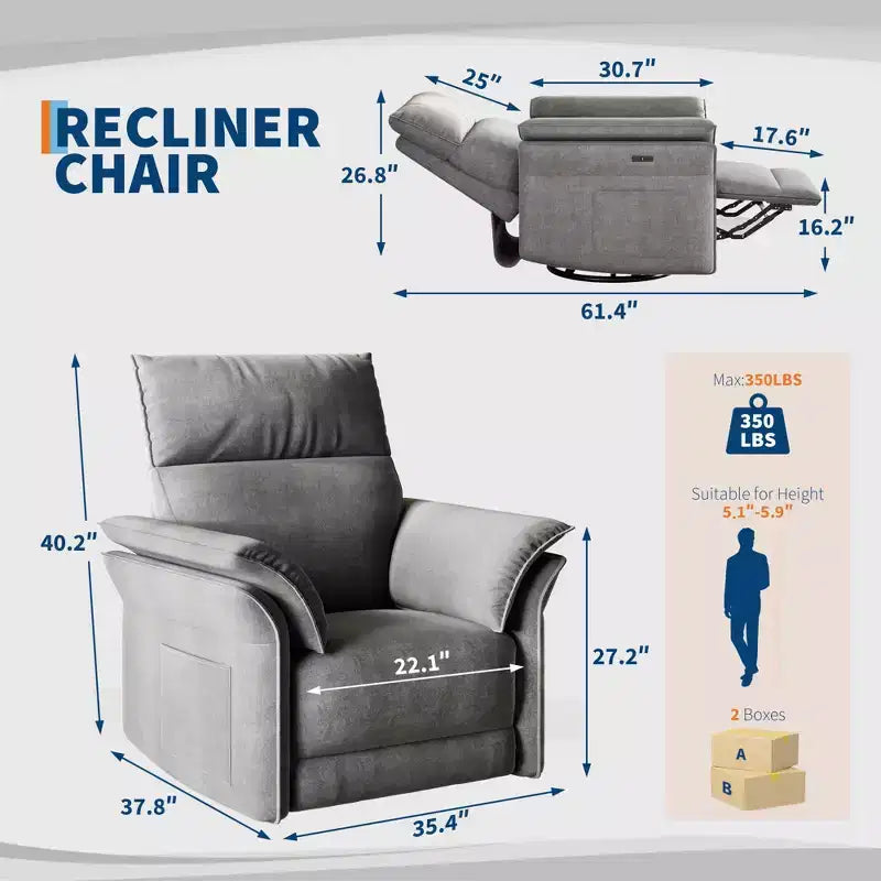 Fauteuil inclinable pivotant pour salon, en chenille ou en similicuir, avec accoudoirs double épaisseur ou incurvés, dossier rembourré