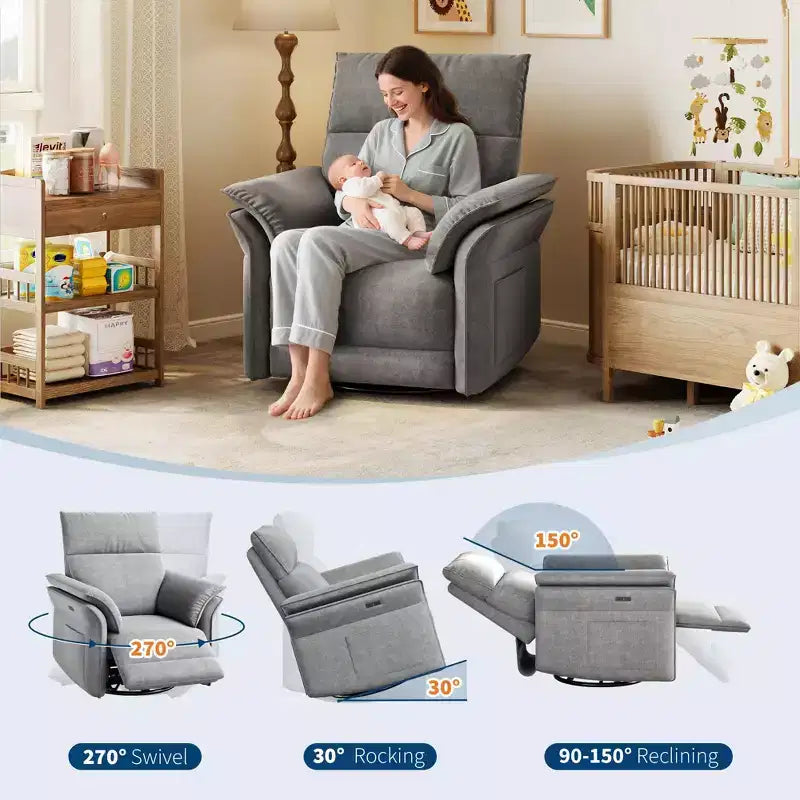 Fauteuil inclinable pivotant pour salon, en chenille ou en similicuir, avec accoudoirs double épaisseur ou incurvés, dossier rembourré