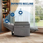 Fauteuil inclinable pivotant pour salon, en chenille ou en similicuir, avec accoudoirs double épaisseur ou incurvés, dossier rembourré