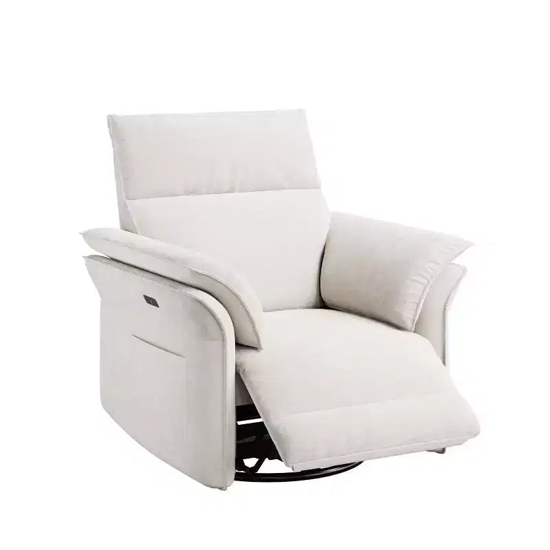 Fauteuil inclinable pivotant pour salon, en chenille ou en similicuir, avec accoudoirs double épaisseur ou incurvés, dossier rembourré