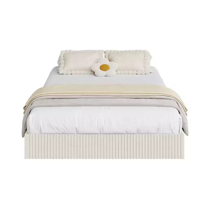 Wooden Bed Frame, Platform Bed with Fluted Design, Sturdy, Stylish & Noise-Free Design, Easy Assembly, No Box Spring Needed, Noise Free