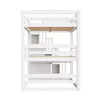 Luxystar Lit superposé triple en bois de taille standard avec escalier de rangement