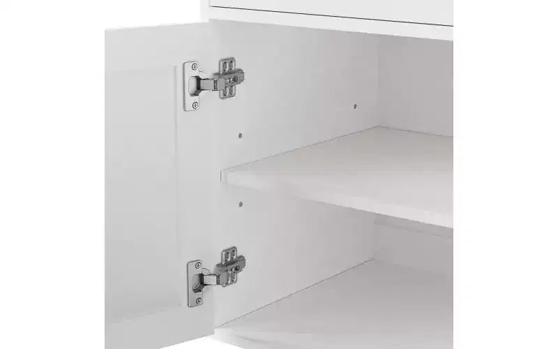 JVNOXK Armoire de rangement élégante de style fermier avec pieds en bois en forme de gourde et étagères réglables, parfaite pour le salon, blanc