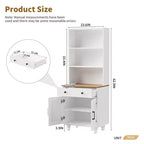 JVNOXK Armoire de rangement élégante de style fermier avec pieds en bois en forme de gourde et étagères réglables, parfaite pour le salon, blanc