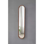 47 x 9.5 Tall Skinny Pill Wall Mirror, Rubber Wood Capsule Decorative Mirror for Hallway, Narrow Wall - Panipeachy