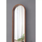 Miroir mural long et fin 47 x 9,5, miroir décoratif en bois d'hévéa en forme de capsule pour couloir, mur étroit - Panipeachy