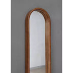 Miroir mural long et fin 47 x 9,5, miroir décoratif en bois d'hévéa en forme de capsule pour couloir, mur étroit - Panipeachy