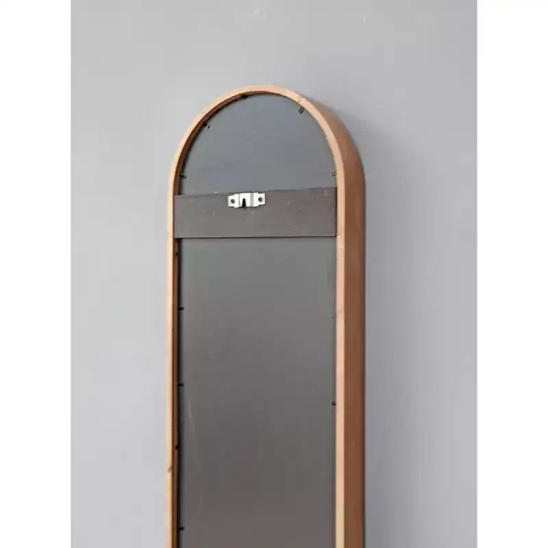 Miroir mural long et fin 47 x 9,5, miroir décoratif en bois d'hévéa en forme de capsule pour couloir, mur étroit - Panipeachy