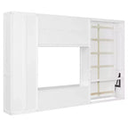 Lit escamotable double avec armoires et meuble TV, Lit mural double en bois avec étagères de rangement, Lit mural pliant avec 2 tiroirs