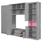Lit escamotable double avec armoires et meuble TV, Lit mural double en bois avec étagères de rangement, Lit mural pliant avec 2 tiroirs
