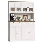 Meuble de rangement de cuisine 71, Meuble de cuisine autoportant avec 2 tiroirs et support micro-ondes, Meuble de bar à café en bois pour salon cuisine