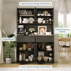 Meuble de rangement de cuisine 71, Meuble de cuisine autoportant avec 2 tiroirs et support micro-ondes, Meuble de bar à café en bois pour salon cuisine