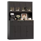 Meuble de rangement de cuisine 71, Meuble de cuisine autoportant avec 2 tiroirs et support micro-ondes, Meuble de bar à café en bois pour salon cuisine