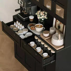 Meuble de rangement de cuisine 71, Meuble de cuisine autoportant avec 2 tiroirs et support micro-ondes, Meuble de bar à café en bois pour salon cuisine