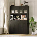 71 Kitchen Pantry Cabinet, Freestanding Kitchen Hutch with 2 Drawers & Microwave Stand, Wooden Coffee Bar Cabinet for Living Room Kitchen