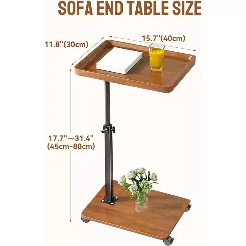 Table d'appoint en C, plateau TV pivotant à 360°, hauteur réglable (18-24 po), lot de 1. Parfait pour les petits espaces et les canapés.