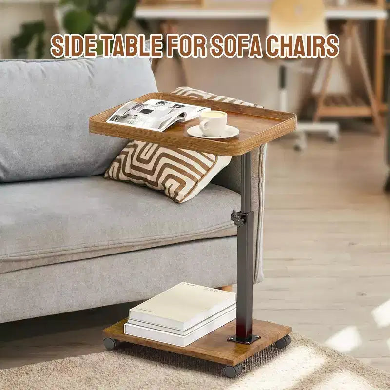 Table d'appoint en C, plateau TV pivotant à 360°, hauteur réglable (18-24 po), lot de 1. Parfait pour les petits espaces et les canapés.