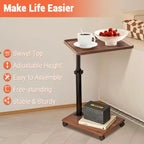 Table d'appoint en C, plateau TV pivotant à 360°, hauteur réglable (18-24 po), lot de 1. Parfait pour les petits espaces et les canapés.