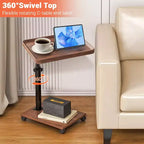 Table d'appoint en C, plateau TV pivotant à 360°, hauteur réglable (18-24 po), lot de 1. Parfait pour les petits espaces et les canapés.