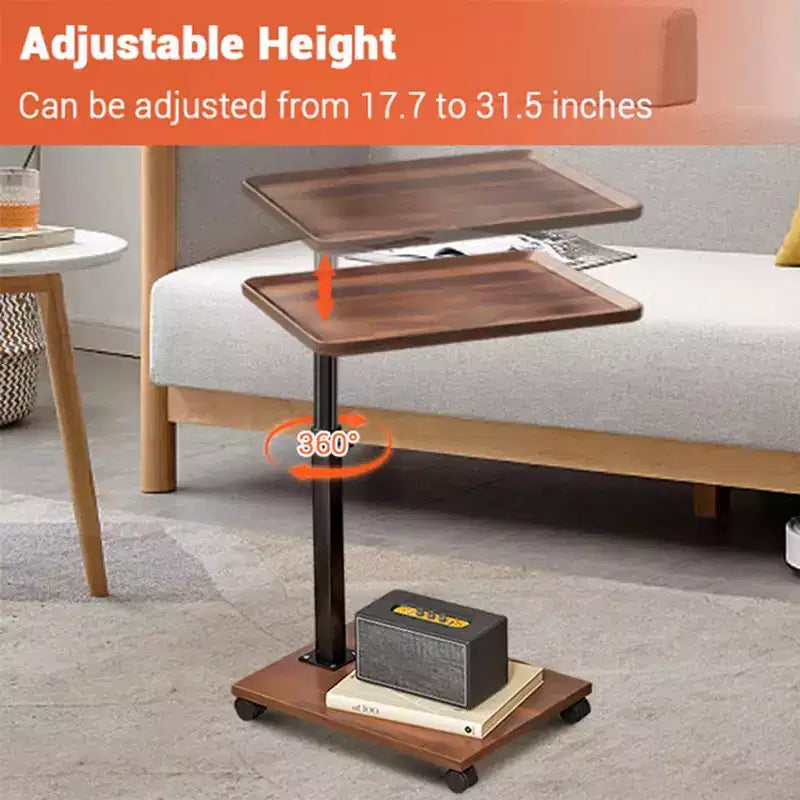 Table d'appoint en C, plateau TV pivotant à 360°, hauteur réglable (18-24 po), lot de 1. Parfait pour les petits espaces et les canapés.
