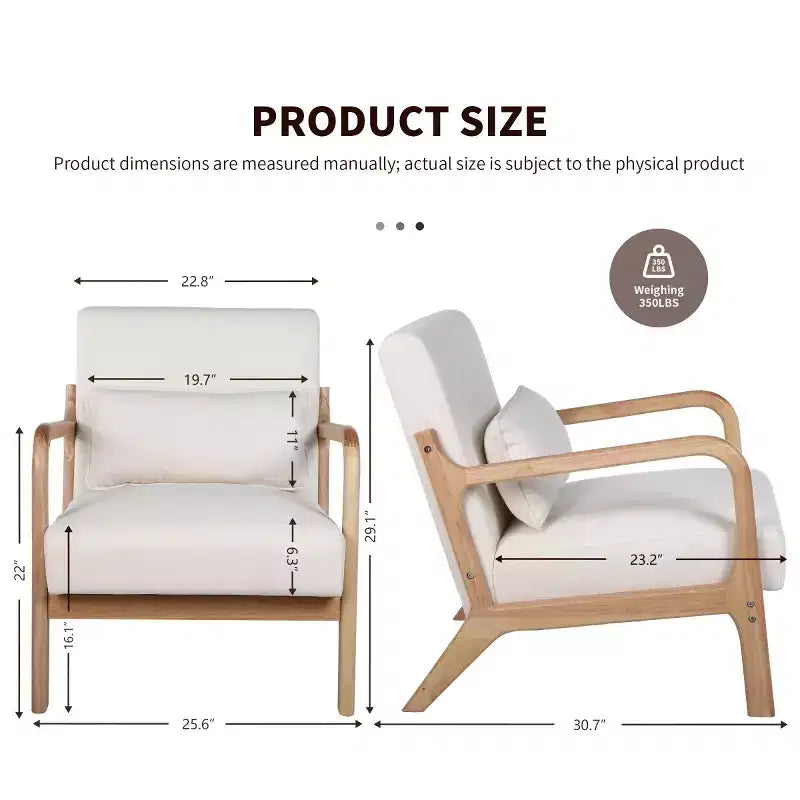 Fauteuil d'appoint moderne avec cadre en bois massif, chaise d'appoint rembourrée élégante, fauteuil club pour salon, chambre ou bureau-Panipeachy