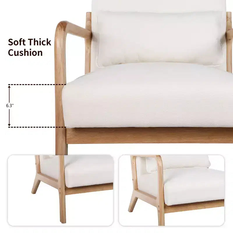 Fauteuil d'appoint moderne avec cadre en bois massif, chaise d'appoint rembourrée élégante, fauteuil club pour salon, chambre ou bureau-Panipeachy