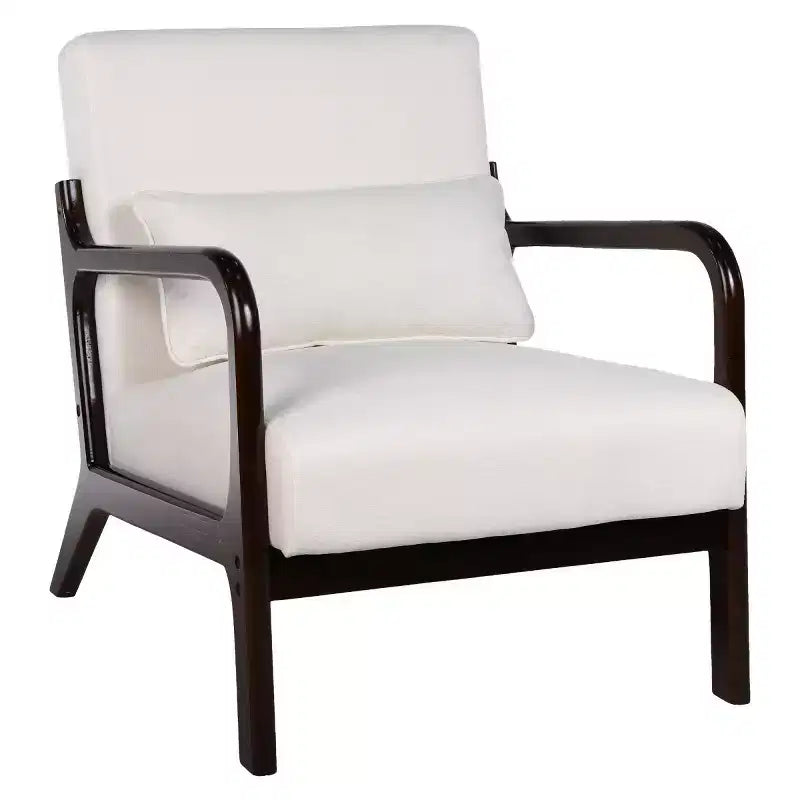 Fauteuil d'appoint moderne avec cadre en bois massif, chaise d'appoint rembourrée élégante, fauteuil club pour salon, chambre ou bureau-Panipeachy