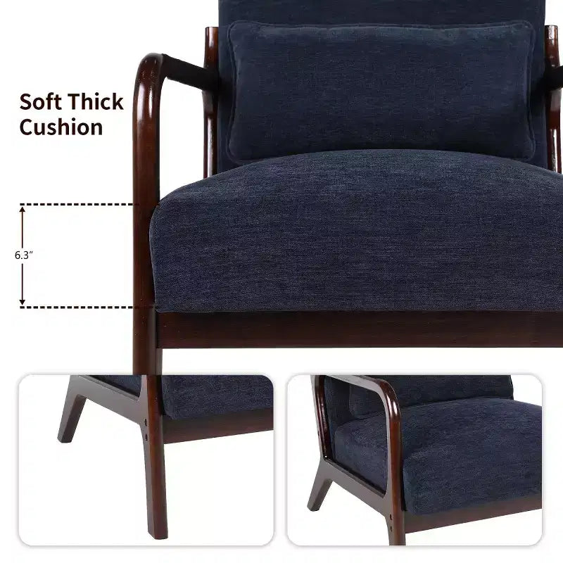 Fauteuil d'appoint moderne avec cadre en bois massif, chaise d'appoint rembourrée élégante, fauteuil club pour salon, chambre ou bureau-Panipeachy