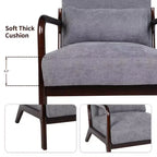 Fauteuil d'appoint moderne avec cadre en bois massif, chaise d'appoint rembourrée élégante, fauteuil club pour salon, chambre ou bureau-Panipeachy