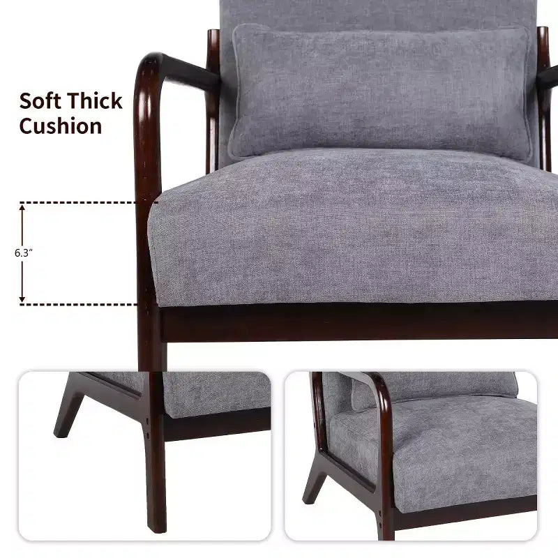 Fauteuil d'appoint moderne avec cadre en bois massif, chaise d'appoint rembourrée élégante, fauteuil club pour salon, chambre ou bureau-Panipeachy