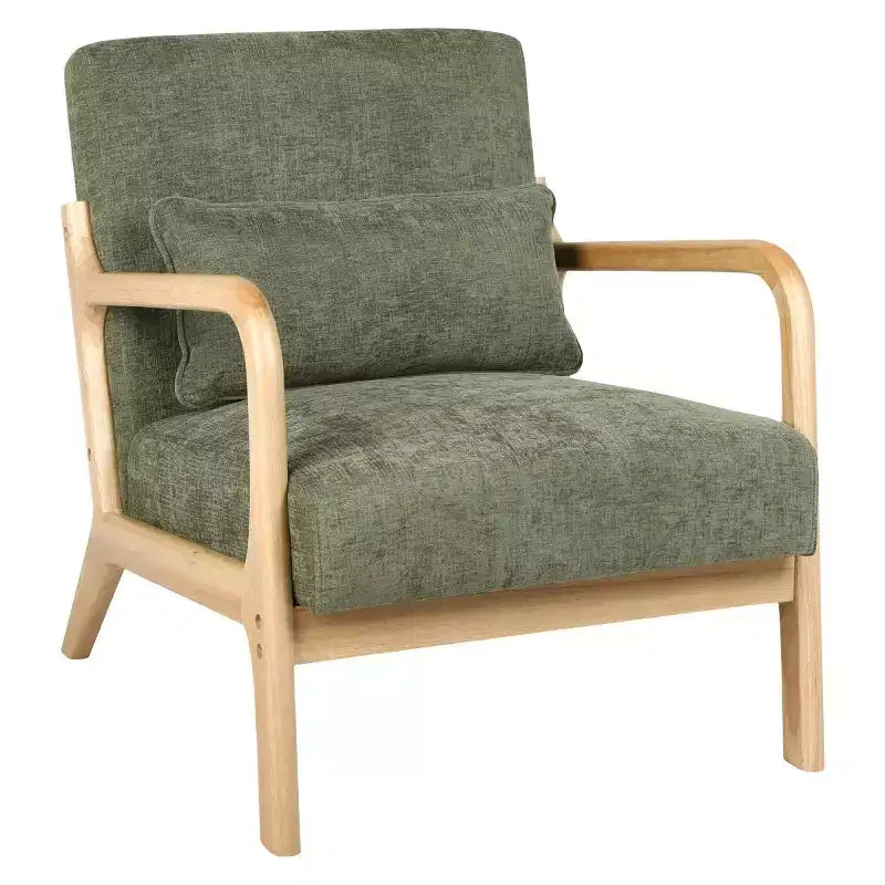 Fauteuil d'appoint moderne avec cadre en bois massif, chaise d'appoint rembourrée élégante, fauteuil club pour salon, chambre ou bureau-Panipeachy