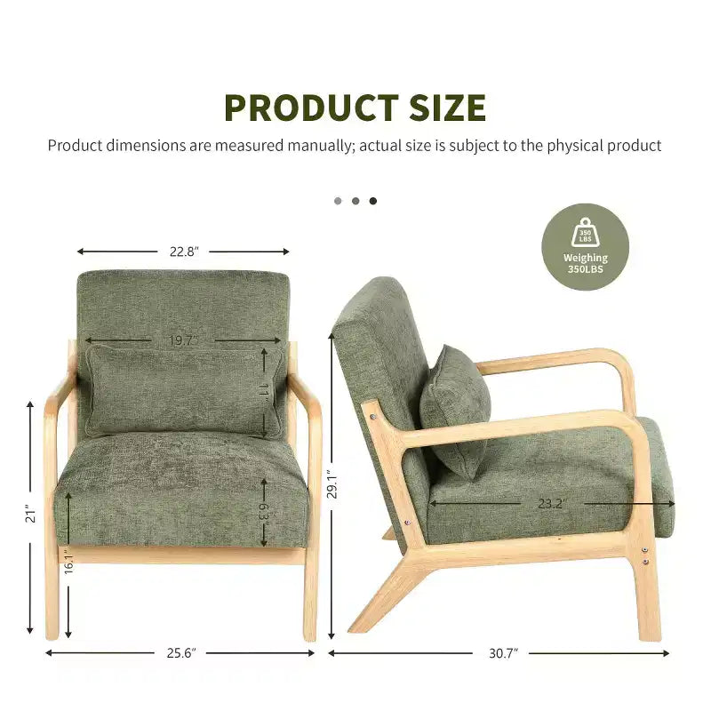 Fauteuil d'appoint moderne avec cadre en bois massif, chaise d'appoint rembourrée élégante, fauteuil club pour salon, chambre ou bureau-Panipeachy