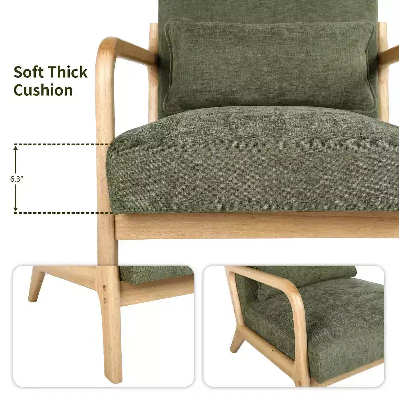 Fauteuil d'appoint moderne avec cadre en bois massif, chaise d'appoint rembourrée élégante, fauteuil club pour salon, chambre ou bureau-Panipeachy