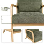 Fauteuil d'appoint moderne avec cadre en bois massif, chaise d'appoint rembourrée élégante, fauteuil club pour salon, chambre ou bureau-Panipeachy